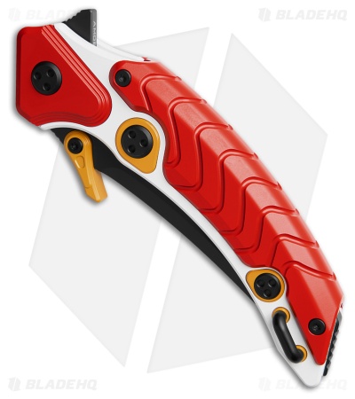 Maxace Dragon Knight Frame Lock Knife Red/White Cerakote Ti (4" Black M398)