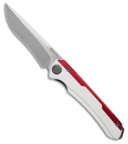 Maxace Kestrel Frame Lock Knife Red Aluminum/White G-10 (3.75" Satin)