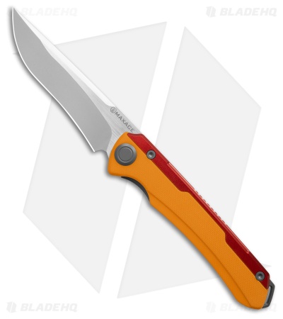 Maxace Kestrel Frame Lock Knife Red Aluminum Yellow G-10 (3.75" Satin)