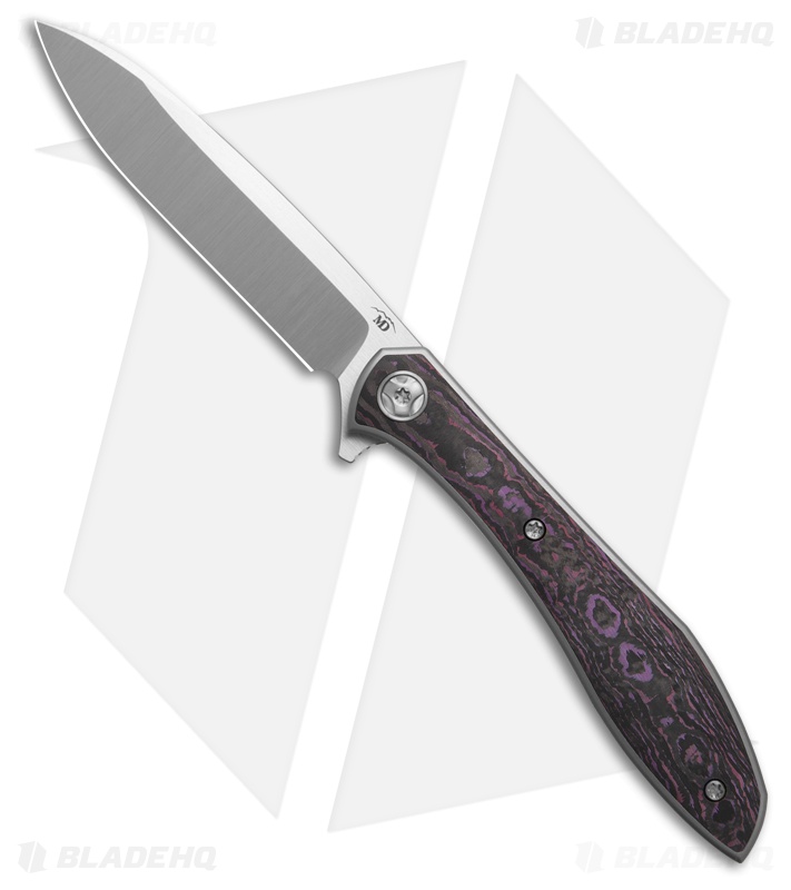 Moen Designs Mongoose Frame Lock Knife Titanium/Purple Haze Fat CF (3.63" Satin)