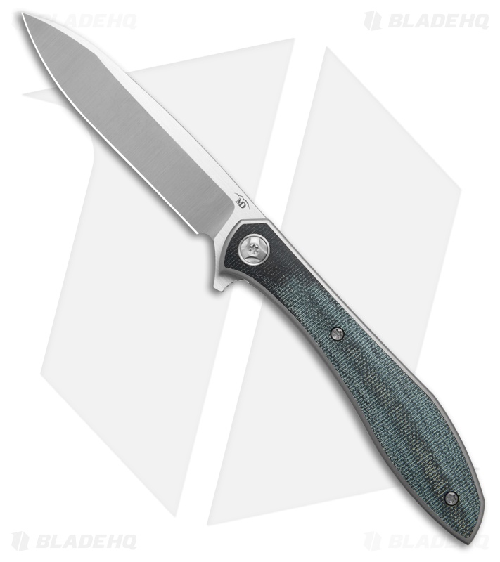 Moen Designs Mongoose Frame Lock Knife Titanium/Blue Micarta (3.63" Satin)
