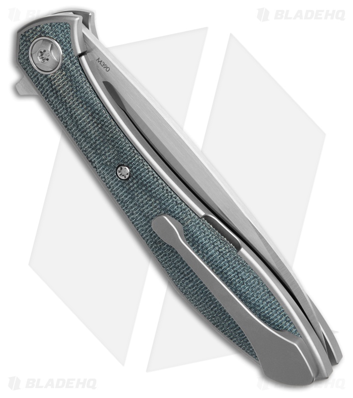 Moen Designs Mongoose Frame Lock Knife Titanium/Blue Micarta (3.63" Satin)