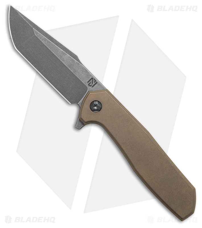 NCC Knives Custom Ragnarok v1 Frame Lock Knife OD Green Bronze (3.25" Acid Wash)