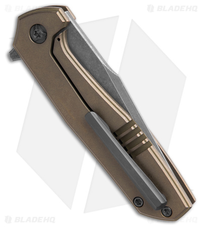 NCC Knives Custom Ragnarok v1 Frame Lock Knife OD Green Bronze (3.25" Acid Wash)