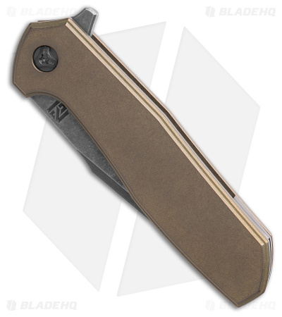 NCC Knives Custom Ragnarok v1 Frame Lock Knife OD Green Bronze (3.25" Acid Wash)