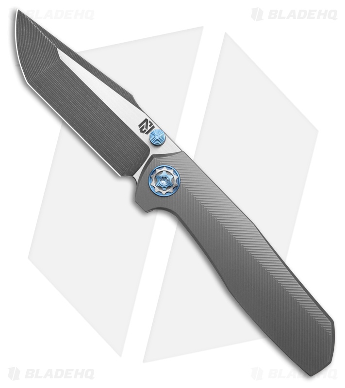 NCC Knives Custom Ragnarok v4 Frame Lock Knife Titanium Milled Blue Ti