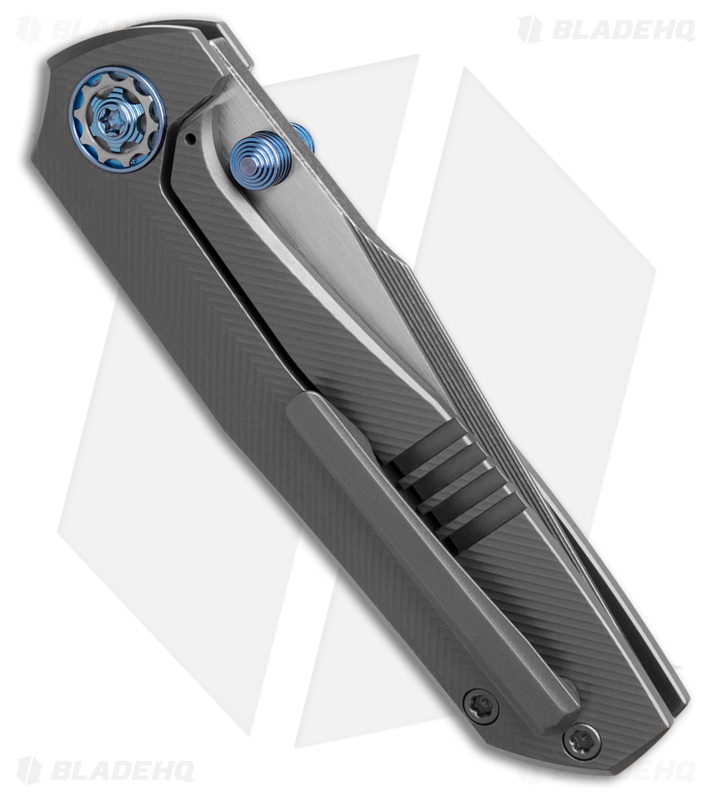 NCC Knives Custom Ragnarok v4 Frame Lock Knife Titanium Milled Blue Ti