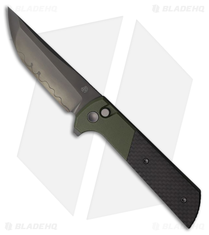 North Mountain Blade Chop 2 Buttonlock Black CF/Green Al (3.50" SLD-Magic)