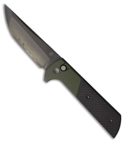 North Mountain Blade Chop 2 Buttonlock Black CF/Green Al (3.50" SLD-Magic)
