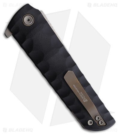 North Mountain Blade Kick Stop Chop Button Lock Knife Black G-10 (3.75" Satin)