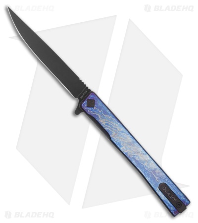 Ocaso Solstice Liner Lock Knife Lightning Strike Titanium (3.5" Black PVD)