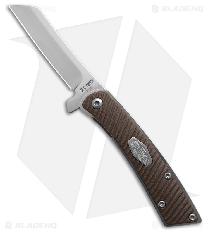 Old Timer Slim Cleaver Liner Lock Knife Sawcut TPE (2.6" Satin 7Cr)