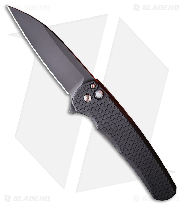 Pro-Tech Malibu Wharncliffe Button Lock Knife Black Dragon Scale Al (3.25" DLC)