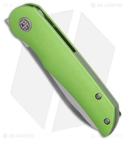 Petrified Fish El Camino Liner Lock Knife Green Aluminum (3.5" Satin ) PFE16GRAS