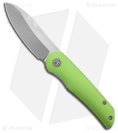 Petrified Fish El Camino Liner Lock Knife Green Aluminum (3.5" Satin ) PFE16GRAS