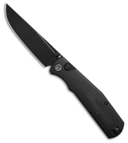 Petrified Fish Lis Button Lock Knife Black (4.00" Black)