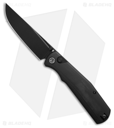 Petrified Fish Lis Button Lock Knife Black (4.00" Black)