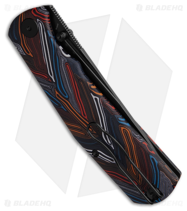 Petrified Fish Lis Button Lock Knife Colorful G-Mascus (3.4" Black)