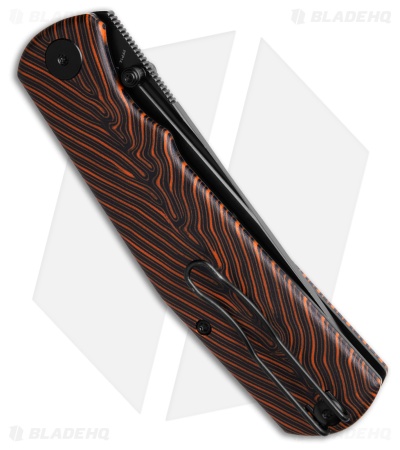 Petrified Fish Lis Button Lock Knife Orange Gmascus (4.00" Black)