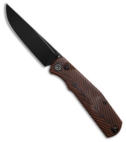 Petrified Fish Lis Button Lock Knife Orange Gmascus (4.00" Black)
