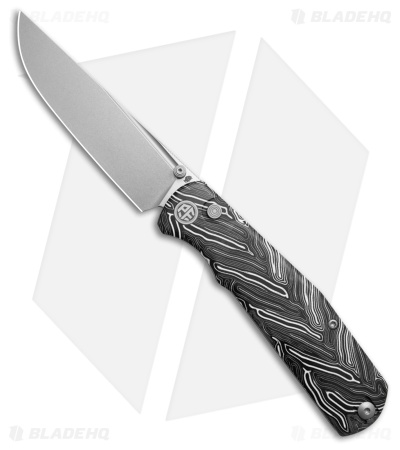 Petrified Fish Lis Button Lock Knife White G-Mascus (4.00" Stonewash)