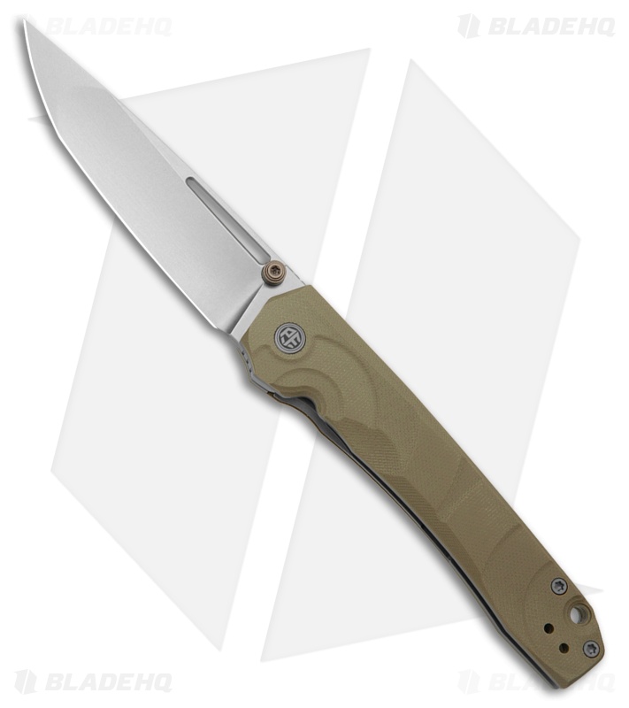 Petrified Fish Ripple Liner Lock Knife Khaki G-10 (3.8" Black SW) PFP11KAW