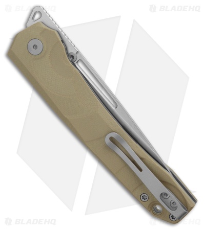Petrified Fish Ripple Liner Lock Knife Khaki G-10 (3.8" Black SW) PFP11KAW