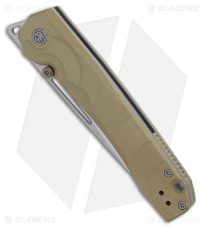 Petrified Fish Ripple Liner Lock Knife Khaki G-10 (3.8" Black SW) PFP11KAW