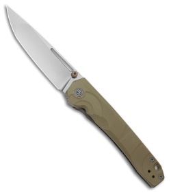 Petrified Fish Ripple Liner Lock Knife Khaki G-10 (3.8" Black SW) PFP11KAW