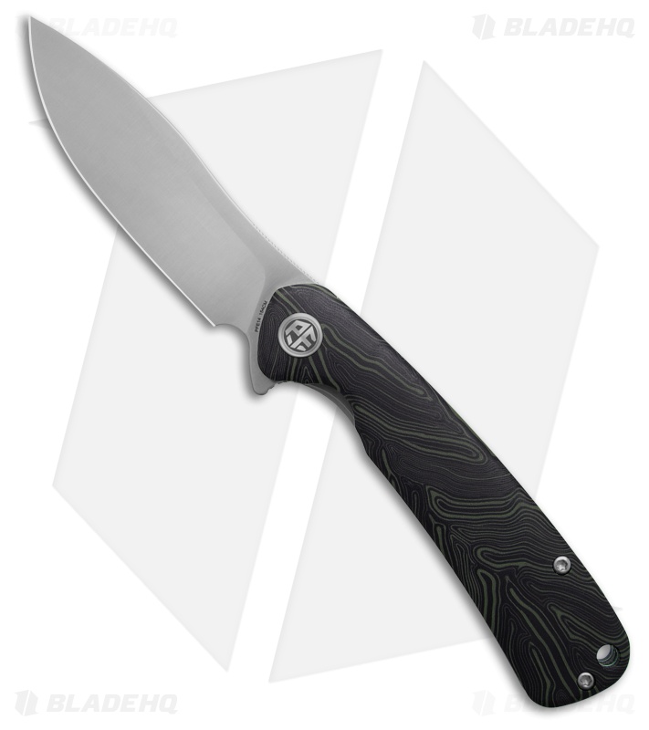 Petrified Fish Rogue Liner Lock Knife Black/Green G-Mascus (3.4" Satin)