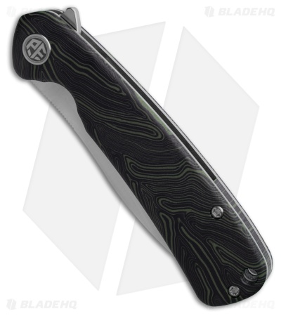 Petrified Fish Rogue Liner Lock Knife Black/Green G-Mascus (3.4" Satin)