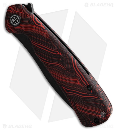 Petrified Fish Rogue Liner Lock Knife Black/Red G-Mascus (3.4" Black)