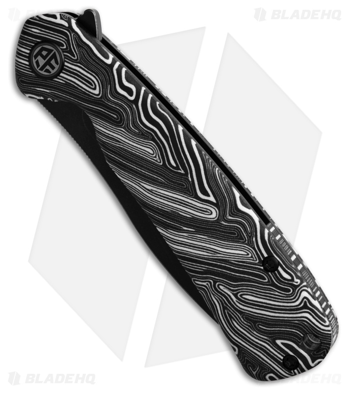 Petrified Fish Rogue Liner Lock Knife Black/White G-Mascus (3.4" Black)