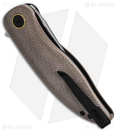 Petrified Fish Simum Liner Lock Knife Brown Micarta (3.6" Satin K110) PFP06KMS