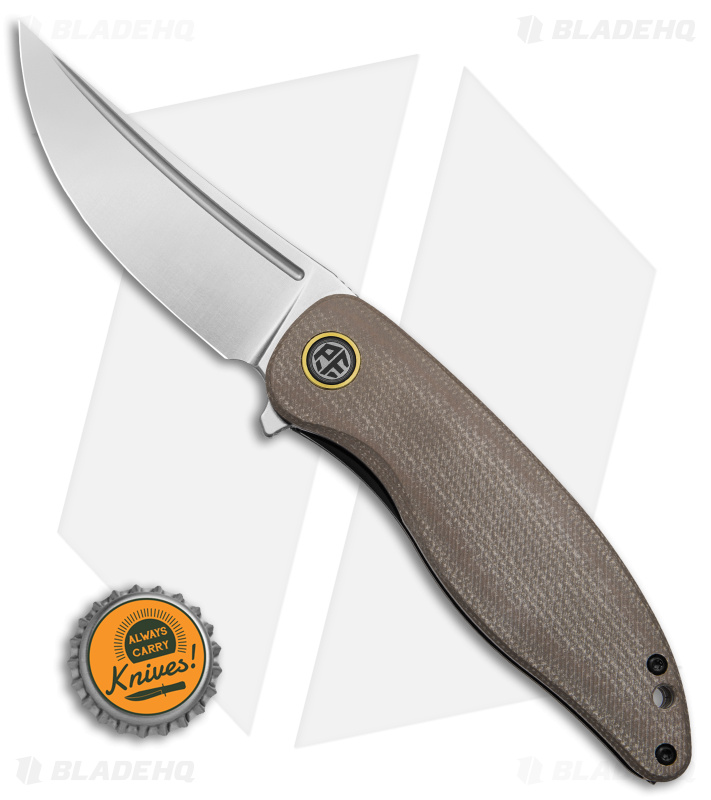 Petrified Fish Simum Liner Lock Knife Brown Micarta (3.6" Satin K110) PFP06KMS