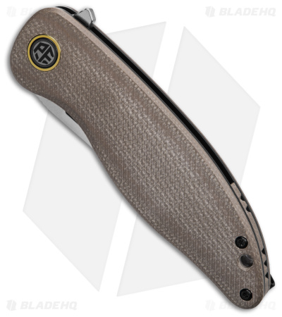 Petrified Fish Simum Liner Lock Knife Brown Micarta (3.6" Satin K110) PFP06KMS