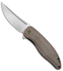 Petrified Fish Simum Liner Lock Knife Brown Micarta (3.6" Satin K110) PFP06KMS