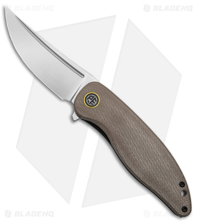 Petrified Fish Simum Liner Lock Knife Brown Micarta (3.6" Satin K110) PFP06KMS