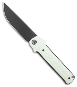Petrified Fish Tena Liner Lock Knife White G-10 (3.8" Black SW)