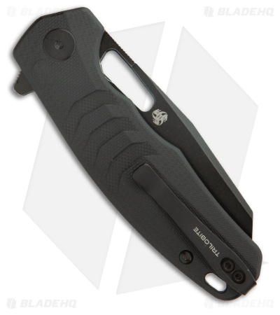 Petrified Fish Trilobite Button Lock Knife Black G-10 (3" PVD 14C28N) PFE17DDW