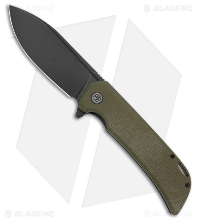 Petrified Fish Tunny Liner Lock Knife Green Micarta (3.86" Black SW) PFB05GRMDW