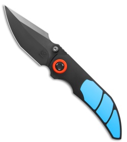 Poikilo Blade Casque Frame Lock Knife Blue 3P Titanium (3.38" Pearlescent SW)