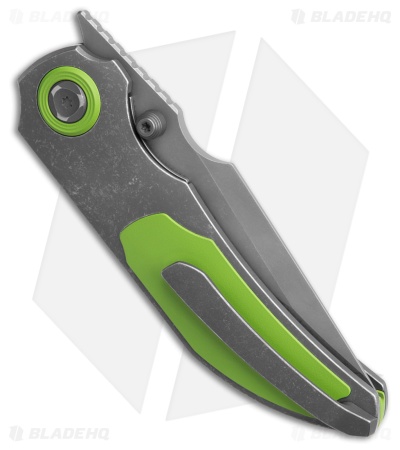 Poikilo Blade Casque Frame Lock Knife Green 1P Titanium (3.38" Dark SW)