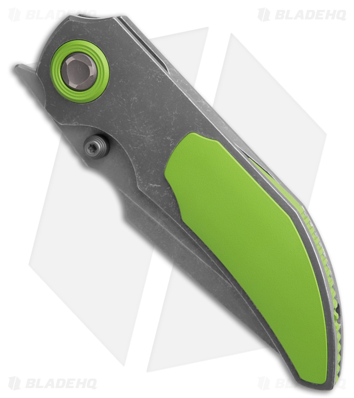 Poikilo Blade Casque Frame Lock Knife Green 1P Titanium (3.38" Dark SW)