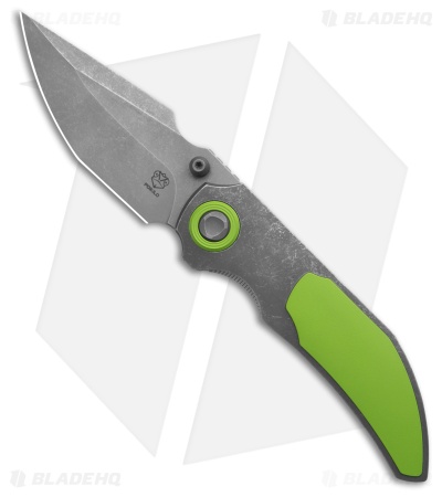 Poikilo Blade Casque Frame Lock Knife Green 1P Titanium (3.38" Dark SW)