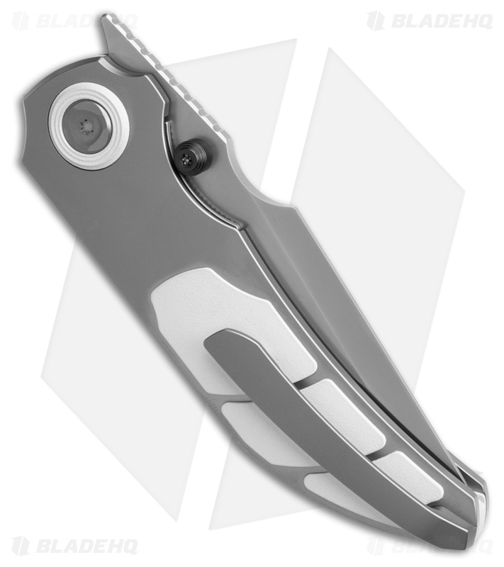 Poikilo Blade Casque Frame Lock Knife White 3P Titanium (3.38" Pearlescent SW)
