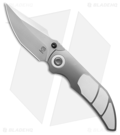 Poikilo Blade Casque Frame Lock Knife White 3P Titanium (3.38" Pearlescent SW)