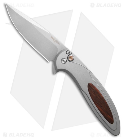 Pro-Tech Cambria Button Lock Knife Gray Al/Cocobolo Wood Inlay (3.5" SW)