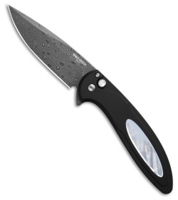 Pro-Tech Custom Cambria Knife Black Aluminum + Mother Of Pearl (3.5&quot; Damascus) | 233501