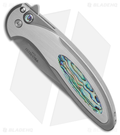 Pro-Tech Custom Cambria Knife Steel + Abalone Inlay (3.5" Stonewash)